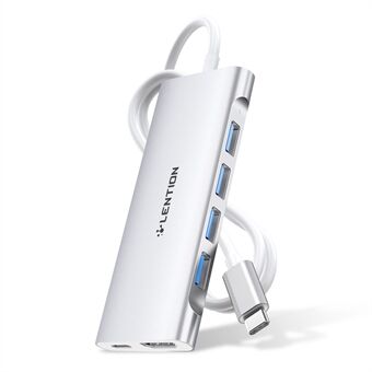 LENTION C35H-1M USB-C Hub Converter Multi-port Docking Station Type-C - 4 USB-A3.0+HD+PD Adapter Yhteensopiva macOS-, Windows-, Vista- ja Linux-järjestelmien kanssa