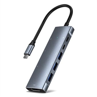 ZT-C909 9-porttinen USB C -keskitin Tyyppi C - 4K-resoluutio HD-videosovitin + PD + 2 x muistikorttipaikkaa + 3,5 mm:n ääniportti + 3 x USB 3.0 -porttia + tyypin C -portti. Yhteensopiva kannettavien tietokoneiden ja muiden C-tyypin laitteiden kanssa