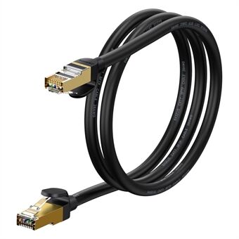 BASEUS nopea Cat7 RJ45 10 gigabitin verkkokaapeli tietokoneen LAN Ethernet-yhteyteen (pyöreä kaapeli), 1m - Musta