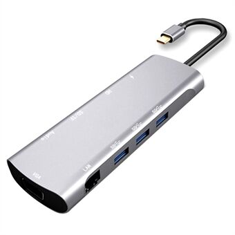 V172A 10 in 1 Type-C Hub USB-C - RJ45 + VGA + PD + TF + USB3.0-sovitinmuunnin telakointiaseman kaapeli