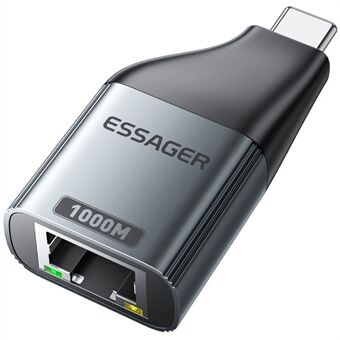 ESSAGER 1000Mbps Ethernet LAN -adapteri, alumiiniseosta, Type-C - RJ45 gigabitin verkkoliitin