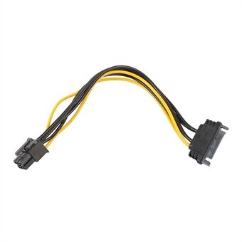 SATA 15pin to 6pin PCIe PCI-e PCI Express -sovitinjohto Näytönohjaimen virtajohto