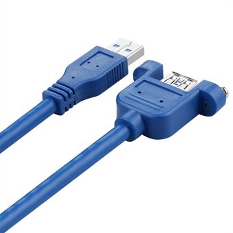 5 m USB 3.0 uros-naaras jatkokaapeli Paneeliasennus ruuvilukkoliittimen sovitin ruuveilla