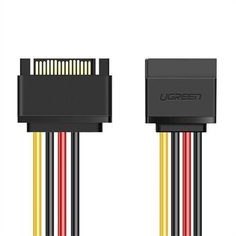 UGREEN 50718 0,2 m SATA 15-nastainen uros-naaras jatkokaapeli kiintolevyaseman virtajohto