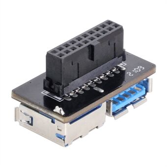 U3-056 Dual USB 3.0 A Type naaras ja emolevy 20Pin Box Header Slot PCBA litteä tyyppi muunninsovitin