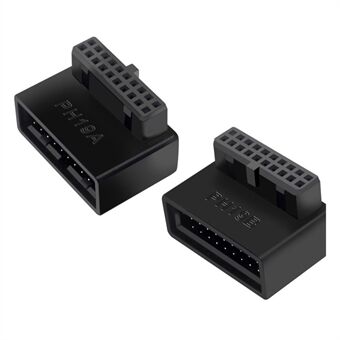 U3-091 PH19A + PH19B 2 kpl USB 3.0 20-nastainen uros-naaras jatkosovitin ylös ja alas kulmaan 90 asteen ylimuovausmuunnin