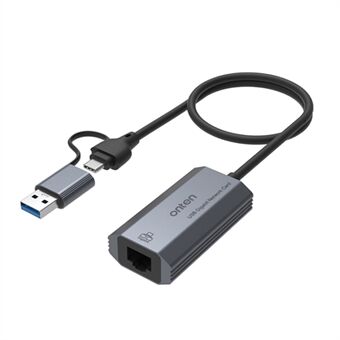 ONTEN UE101 2-in-1 USB 3.0 + USB-C - Gigabit -sovitin Kannettava USB Gigabit -verkkokortti