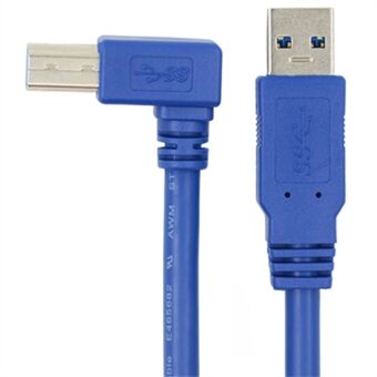 1m USB-A 3.0 urosliitin USB-Tyyppi B urosliitin 90 asteen kulmaliitin kaapeli tulostimelle / kovalevykotelolle