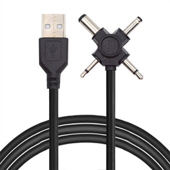 PW-010-MO 4-In-1 USB 2.0 - 5.5x2.5mm 4.0x1.7mm Mono 3.5mm 2.5mm liitin latauskaapeli, 1.5m