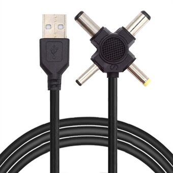 PW-010-AM USB 2.0 naarasliitäntä DC 5,5x2,5 mm 5,5x2,1 mm 4,0x1,7 mm 3,5x1,3 mm latausjohto, 1,5 metriä