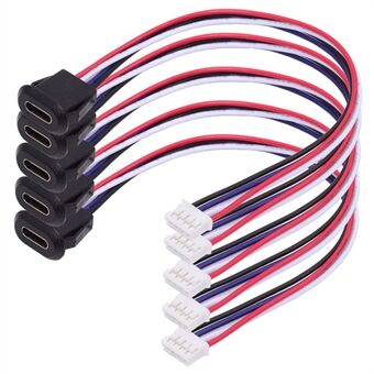 CN-025-4P 5kpl / setti DIY OEM Type C naarasliitin 4 nastan otsikkokaapeli 2,0 mm jaolla Kiinnitystyyppi DC 5V / 20V PD virta