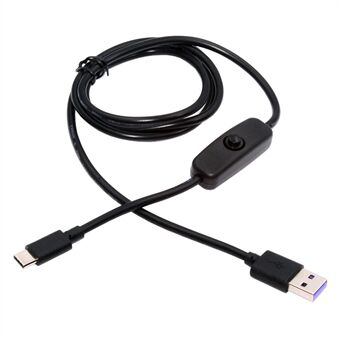 PW-015-TC 1m Type-C Uros - USB-A Uros USB2.0 Kaapeli On / Off Virtakatkaisijalla 5V Tasavirta Pöytävalaisimen Tuulettimen Kameralle