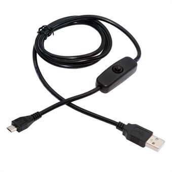 PW-015-MM 1,5 m Micro USB -uros - USB-A -uros kaapeli virta päälle / pois -painikkeella DC5V pöytälamppua, tuuletinta, kameraa varten