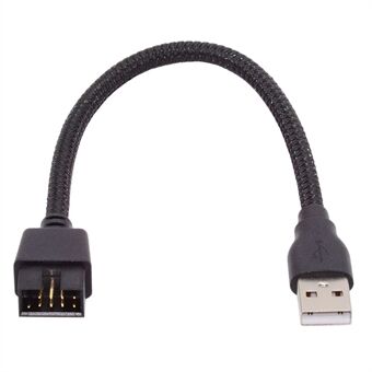 U2-076 Yhden USB 2.0 Uros Type-A emolevylle 9Pin 10Pin Uros Header Kaapeli hihan kanssa 20cm