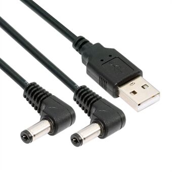 U2-077-RI 1.5m USB Type-A Uros Dual 5.5x2.1mm DC 5V Virtapistoke Splitter Oikeakulmainen 90 Asteen Liitin Latauskaapeli