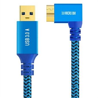 1 m USB-A 3.0 - Micro B 3.0 Uros-Uros Korkeanopeuksinen Tiedonsiirtokaapeli Mobiilille Kovalevylle