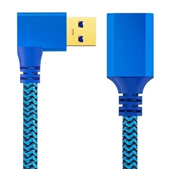 1m Kulmamallinen USB 3.0 Uros naaras korkeanopeuksinen jatkokaapeli U-levylle / hiirelle / näppäimistölle