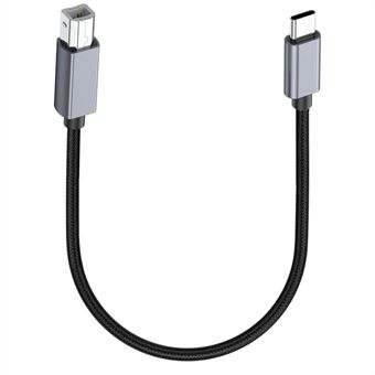 0,3 m USB B - USB C -tulostinkaapeli, nylonjohto, yhteensopiva MIDI-näppäimistön, DAC:in ja DJ-ohjaimen kanssa.