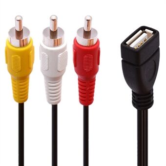 JUNSUNMAY 0,2 m USB naaras - 3 RCA-uroskaapelin jakaja audio-video-AV-komposiittisovittimen johto