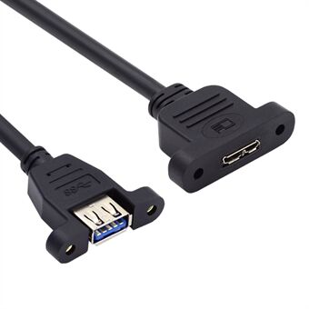 U3-083-AF 50cm Tyyppi-A USB 3.0 naarasliitin Micro 3.0 Tyyppi-B naarasliitinsokalla Kierteityypin 5 Gbps jatkojohto