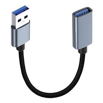 JUNSUNMAY 0,3 m USB 3.0 uros-naaras -päättö 2A latausjohto 5 Gbps datakaapeli nylonpunottu jatkokaapeli