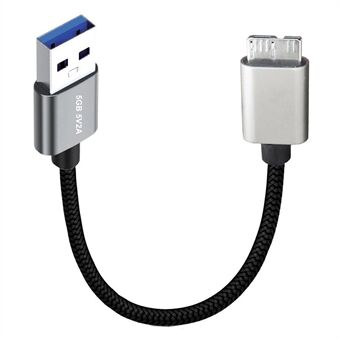 JUNSUNMAY 0.3m USB-A 3.0 uros-mikro-B uros nylonsolmu kovalevykamera-tietokaapeli