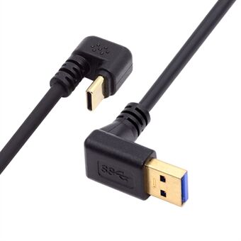 UC-101-DN 0,3 metrin USB3.0 Type-A - USB-C -virta- ja tietokaapeli, 90 asteen alas käännetty vastakkainen U-muotoinen tyyppi.