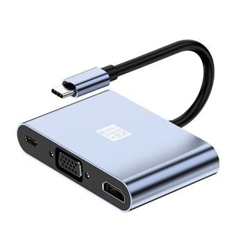 JUNSUNMAY JSM-HUB012 Type-C keskitinsovitin 5-in-1 USB-C-telakointiasema HD+VGA-jakaja 4K HD Video 3.5mm Audio Multi-Port Converter