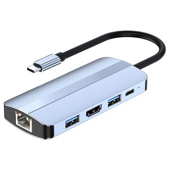 JUNSUNMAY JSM-HUB014 Kannettava Type-C-telakointiasema 8-in-1 USB-C-keskitinsovitin RJ45 100 Mbps + HD Splitter 4K HD Video Converter