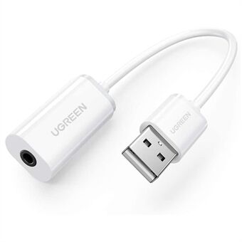 UGREEN 30712 USB ulkoisen äänikortin äänisovitin 3,5 mm AUX-liittimellä stereomuuntimella kuulokkeille / Mac / PS5 / PC / kannettava tietokone / Windows / Linux