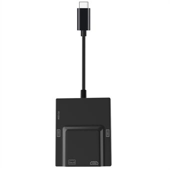 NK-3057HDMI USB-C Hub -sovitin 2xUSB 3.0+HD+Type-C+RJ45 muunnokseen kannettavalle tietokoneelle.