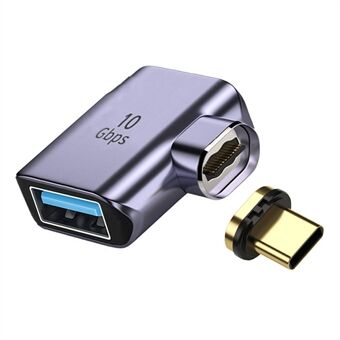 UC-028-AF magneettinen USB-C uros-USB-naaras kyynärpääsovitin 10 Gbps tiedonsiirtomuunnin