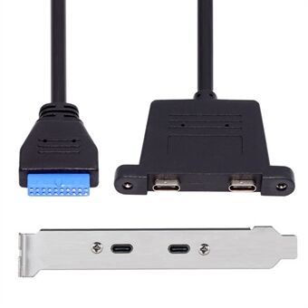 UC-020-CC USB3.0 Emolevy 19 / 20Pin USB-C Tyyppi-C Kaksinkertainen Naaras PCI-E Takapaneeli 5Gbps Kaapeli