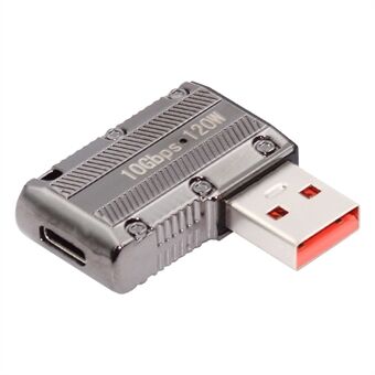 UC-029-TC001 USB 3.1 -tyypin C naarasliitin USB 3.0 -tyypin A urosliittimen 90 asteen oikean kulman tasainen liitin 10 Gbps tiedonsiirto- ja 120 W virtasovitin