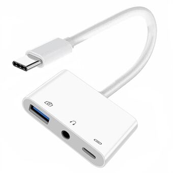 UC-155-TC004 Tyyppi C 3,5 mm:n ääni + Tyyppi-A USB2.0 OTG naarasliitin PD-virtalähteen lataussovitin kannettavalle tietokoneelle, tabletille ja puhelimelle