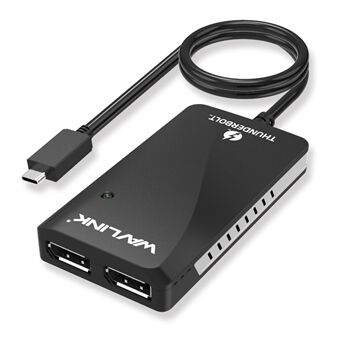 WAVLINK WL-UTA01D Thunderbolt 3 - Dual DisplayPort -sovitin Tyypin-C Thunderbolt 3 -jakaja -muunnin