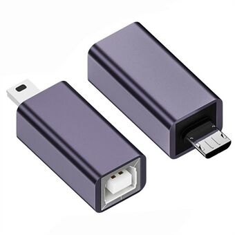 U2-010-MM 2 kpl USB 2.0 B -tyypin naarasliitin Mini USB- ja Micro uroslitäntäsovittimille tulostimelle, puhelimelle, levylle