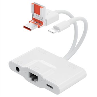 NK1033TL Pro USB + Type-C + iP Dual USB 2.0 / USB-C / 3.5mm / Ethernet -sovitin kannettaville, tableteille, älypuhelimille