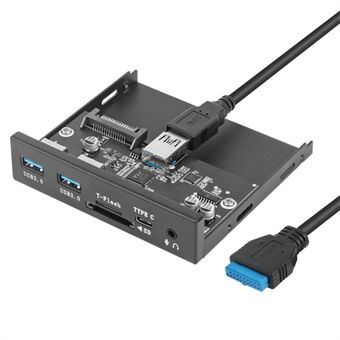 Y29 3,5 tuuman etupaneelin laajennustelakka 2xUSB3.0 + TF / SD-korttipaikka + Type-C + Ääniliitäntälaajennuspaneeli