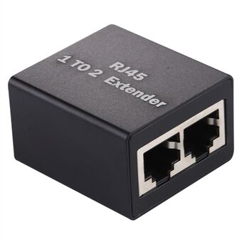 1-2 RJ45-jakajaliitin Inline LAN-liittimet Ethernet-kaapelin jatkosovitin - musta