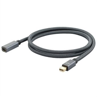 1 m Mini DP uros-naaras kaapeli punottu DisplayPort-jatkokaapelin tuki 1080P @ 60Hz 4K @ 60Hz 2K @ 144Hz - harmaa