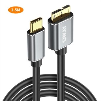 ENKAY HAT PRINCE 1,5 m USB 3.1 Type-C - USB 3.0 Micro B -kaapeli kameran kiintolevyn lataamiseen ja tietojen siirtoon