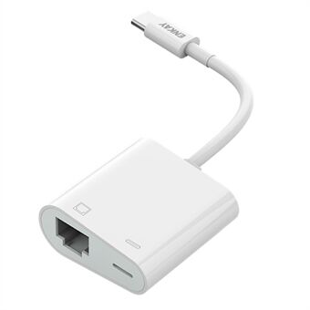 ENKAY HAT- Prince Type-C Uros-C-naaras + RJ45 Ethernet-portit Muunnin Kannettava 2 in 1 USB C+RJ45 Ethernet-sovitinkaapeli Liitin Tuki 100Mbps lähetys