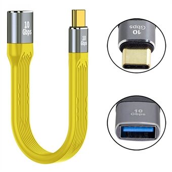 13 cm:n USB 3.1 Type-C Uros-isäntä USB 3.0 Type A -naarasliittimeen OTG Flat Slim FPC 10Gbps datakaapeli kannettavalle puhelimelle - keltainen