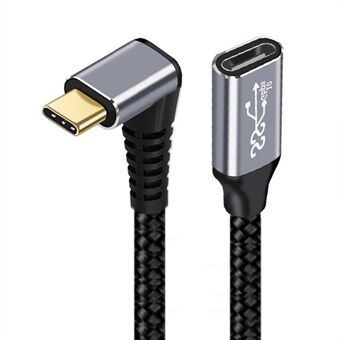 UC-058-UP-0,5M 90 astetta kulmassa oleva USB-C USB 3.1 Type-C uros-naaras jatkodatakaapeli alumiiniseosliitin punottu johto