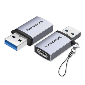 MINDPURE USB 3.2 Gen2 / Type-C Mini Converter OTG Adapteri häviämisenestohihnalla - AD56 / Type