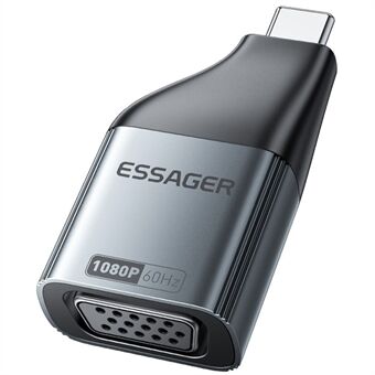 ESSAGER VGA: sta Type-C: hen HD-videoadapteri, alumiiniseosmuunnin monitorille, HDTV: lle, projektorille