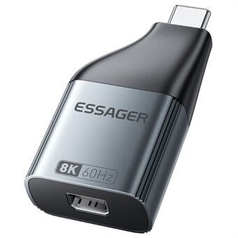 ESSAGER Mini DP to Type-C 8K HD Video Alumiiniseos Adapteri Näytölle HDTV Projektorille