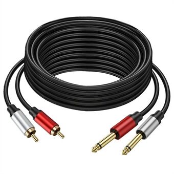 3m Dual 1 / 4 tuuman TS Dual RCA Stereo Audio Kaapeli 2x 6.35mm TS RCA Uros Adapterijohto