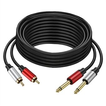 2m Dual 1 / 4 tuuman TS Dual RCA Stereo Äänikaapeli 2x 6,35mm TS RCA Uros Adapteri Johto